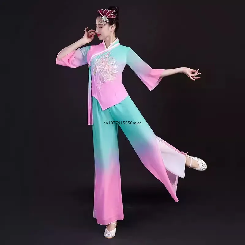 Classical dance costume female Piaoyi 2024 new national fan umbrella dance costume square dance Yangko dress set