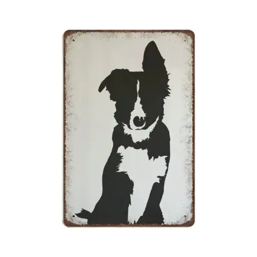 

Vintage Border Collie Metal Tin Sign Retro Plaque Wall Decor For Home Kitchen...