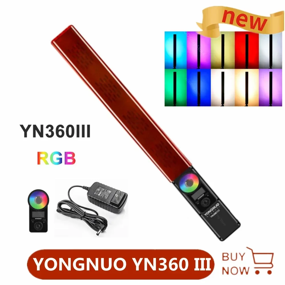 YONGNUO YN360 III YN360III Pro Handheld LED Video Light Touch Adjusting Bi-colo 3200k-5500k RGB Color with Remote Control