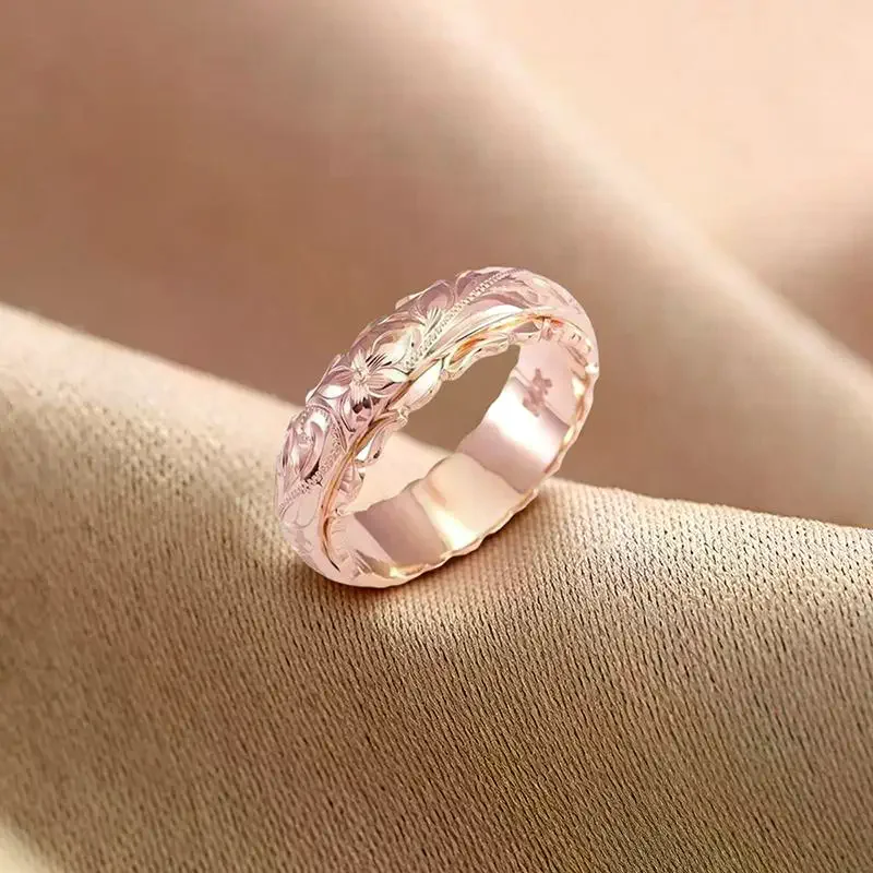 Rose Gold Color Suspended Carved Rose Flower Ring For Women Gold Rings Women's Jewelry Rings Wedding Anniversary