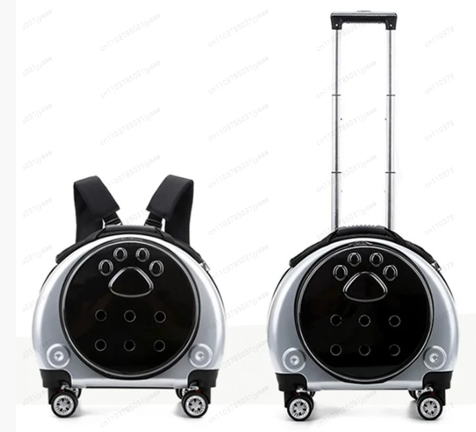 

Pet Trolley Carrier On Wheels Fully Transparent Pet Trolley Carry Bag Airline Approved With Shoulder Belt Pet Dog Travel Bag