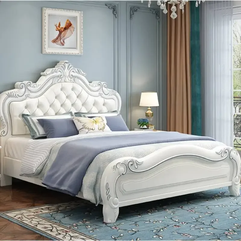 سرير مزدوج على الطراز الفرنسي للتخزين، لوح رأسي فاخر للأميرة الحديثة، سرير مزدوج خشبي، أثاث غرفة نوم Queen Letti Matrimoniali