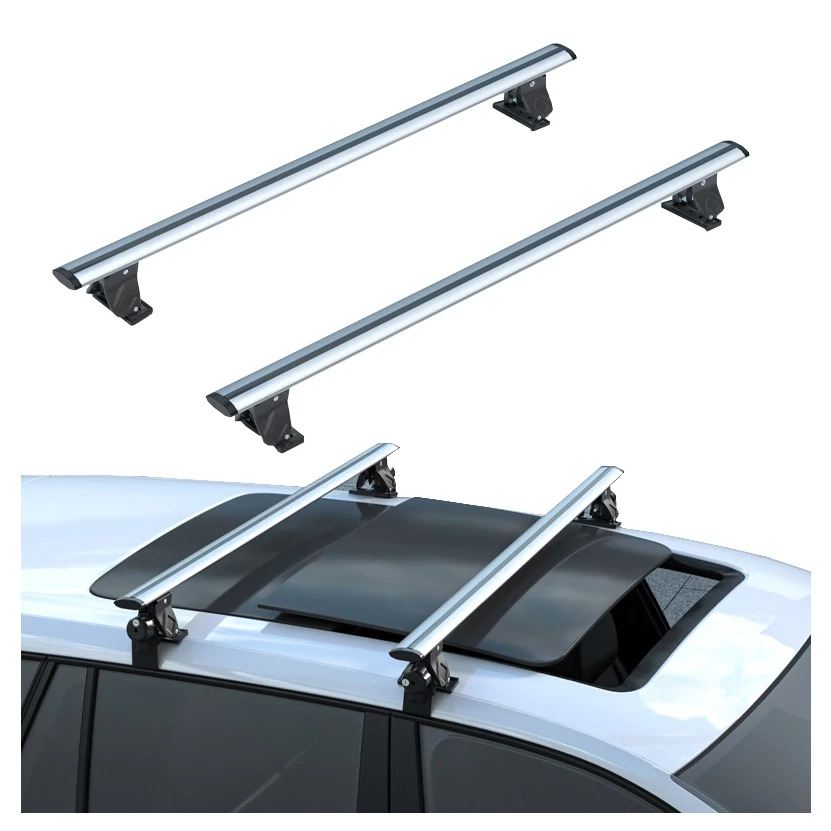 

High Quality Universal Aluminum Alloy Cross Bar Frame Roof Rack Steel Luggage Bar for Pickup Cars with Roof Rail