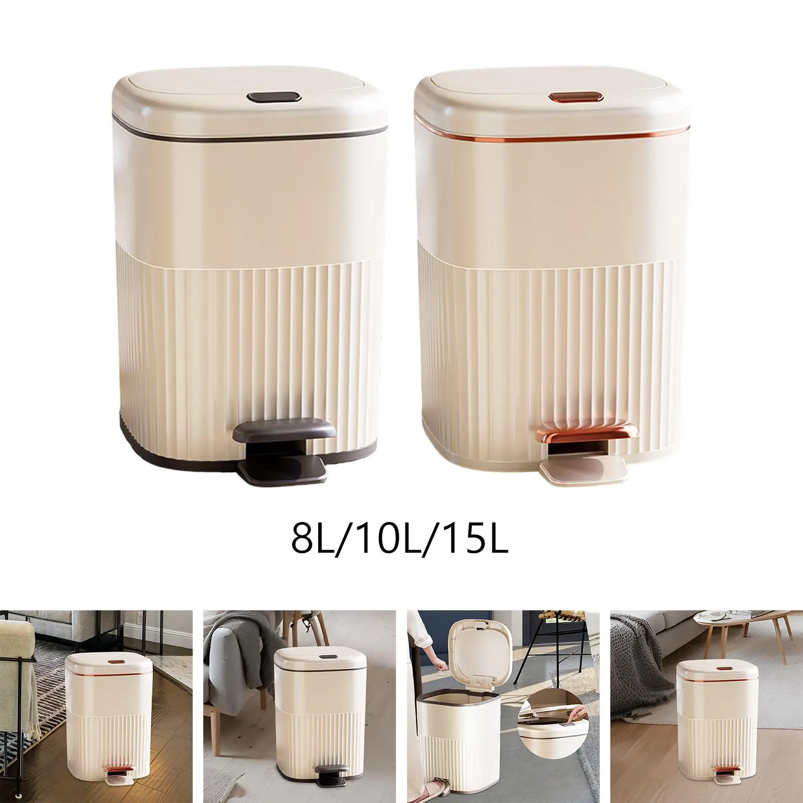 Step Trash Can Foot Pedal Garbage Bin Simple Bathroom Trash Can Garbage Container Bin for Entryway Home Study Office Restroom