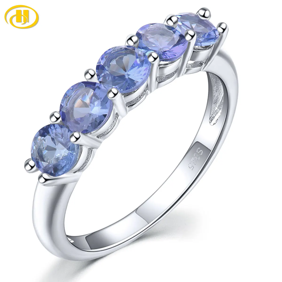 Natural Tanzanite Sterling Silver Rings 1.35 Carats Genuine Tanzanite Romantic Classic Fine Jewelrys S925 Women Birthday Gifts