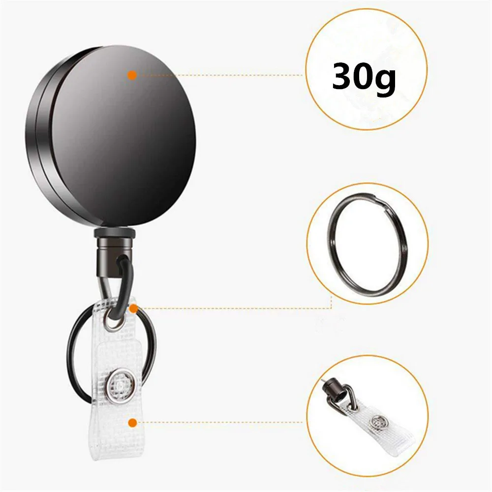 Name Tag Card Metal Luxury Quality Zinc Alloy Pull Office Supplies Badge Reel Key Ring Clips Badge Holder Clip