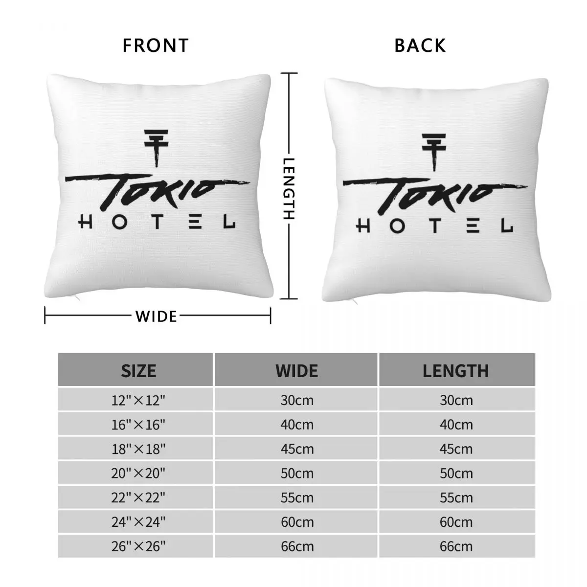 Tokio Hotel Square Pillowcase Polyester Linen Velvet Creative Zip Decorative Throw Pillow Case Home Cushion Cover