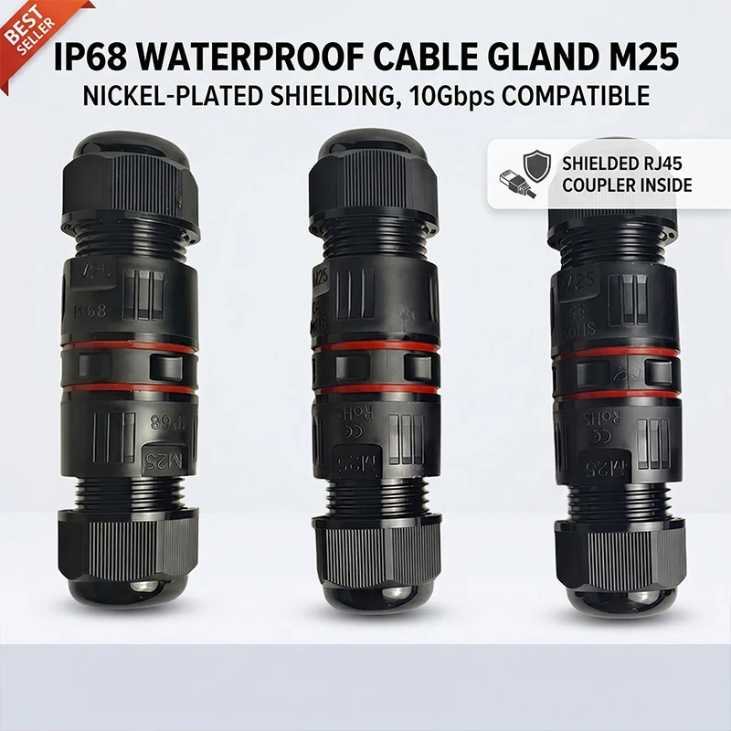 

Водонепроницаемый уличный Ethernet-удлинитель Cat6A 10 Гбит/с с защитой от молний - IP68, грозозащищенный сетевой удлинитель для систем мониторинга