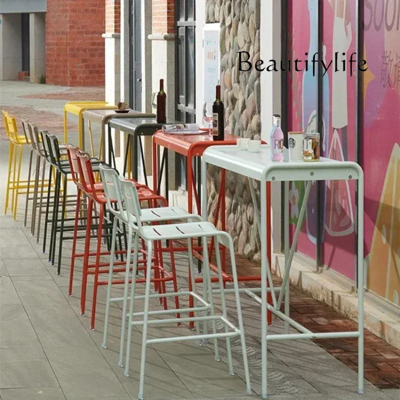 Q Organizer Sedie da bar alla moda Salotto minimalista all'aperto Sedie da bar d'attesa Ristorante moderno in metallo Banqueta Mobili unici