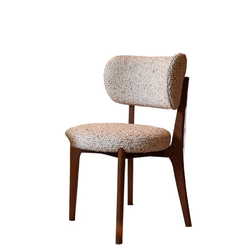 

Nordic French retro dining chair small apartment cream wind solid wood senior designer soft bag chair living room single chair