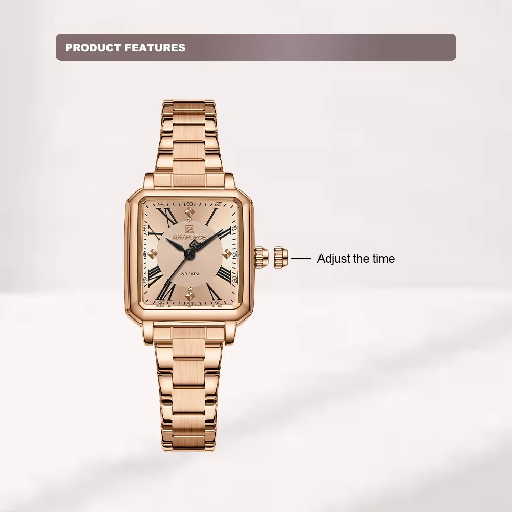 NAVIFORCE NF5065 Ladies Watch For Women Quartz Stainless Steel Waterproof Casual Woman Wristwatch