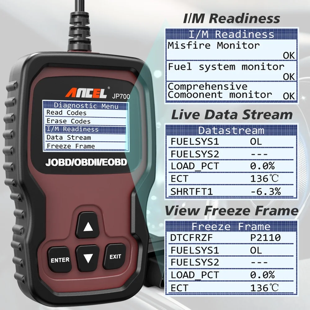 ANCEL JP700 OBD2/JOBD Scanner Full OBD2/EOBD Diagnostic Tools Automotive Professional Code Reader Scanner Check Engine pk ELM327