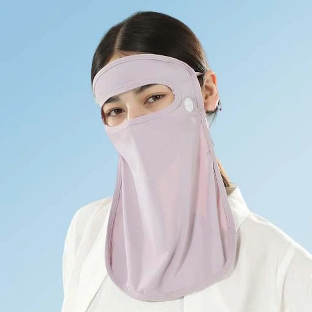 

Fashion UPF50 Ice Silk Mask Solid Color UV Protection Neck Wrap Cover Sun Proof Bib Hanging Ears Sunscreen Face Scarf Women