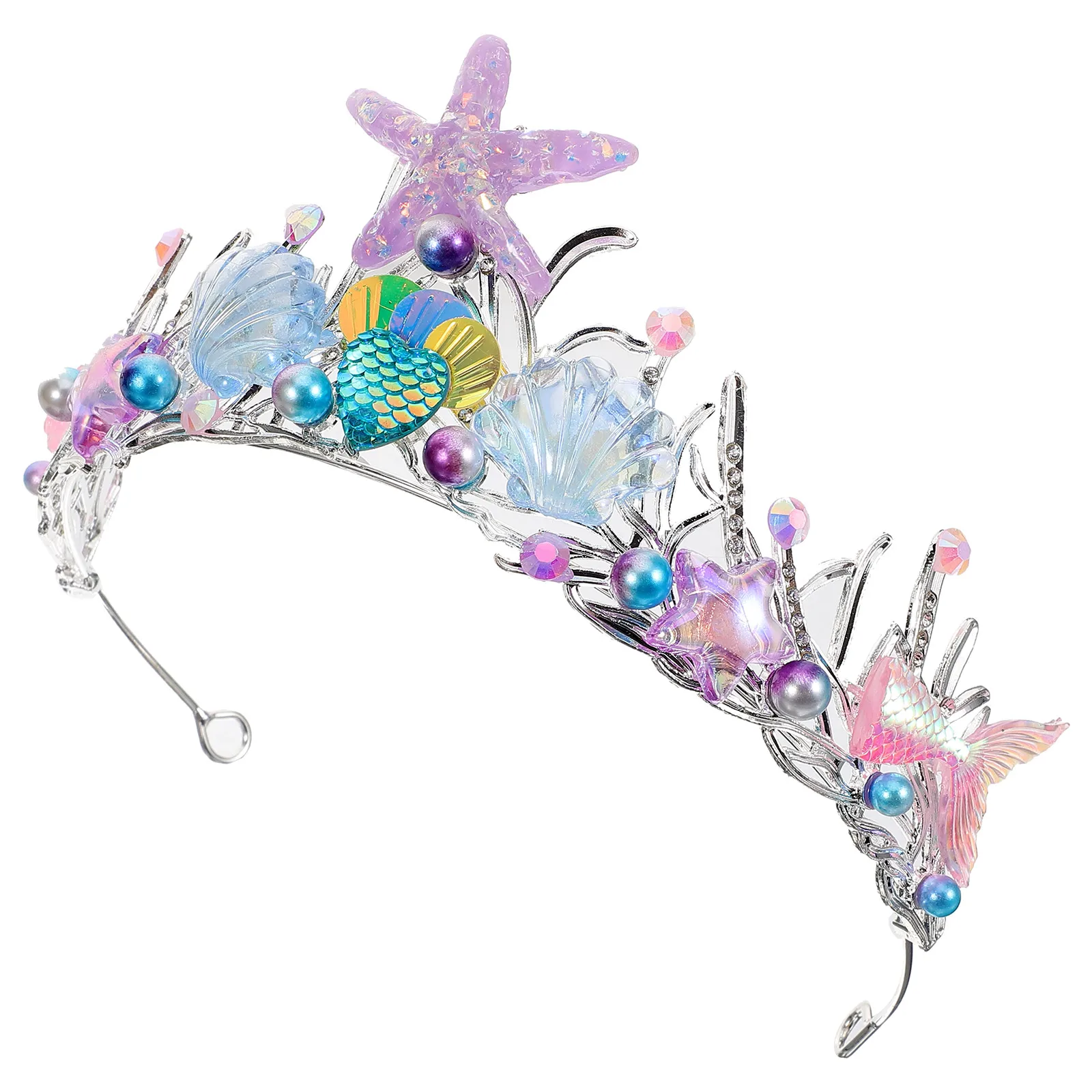 

Princess Performance Tiara Crown Mermaid Hairband Headgear Girls Child Ocean Party Seashell Charm Birthday Accessories