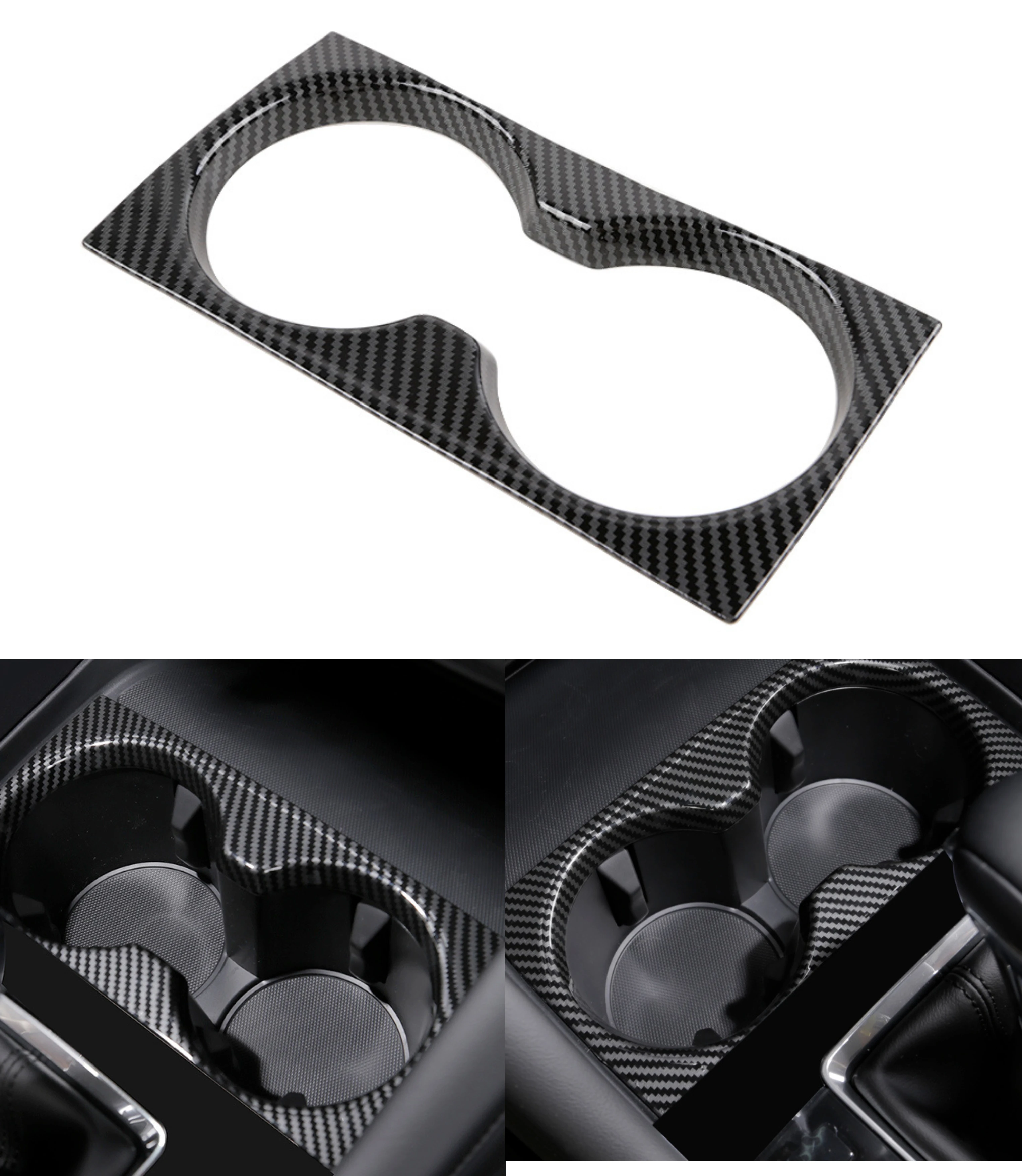 

Car Central Console Water Cup Cover For Mazda 3 Axela Sticker Trim 2020 2021 2022 ABS Plastic Carbon Fiber Style