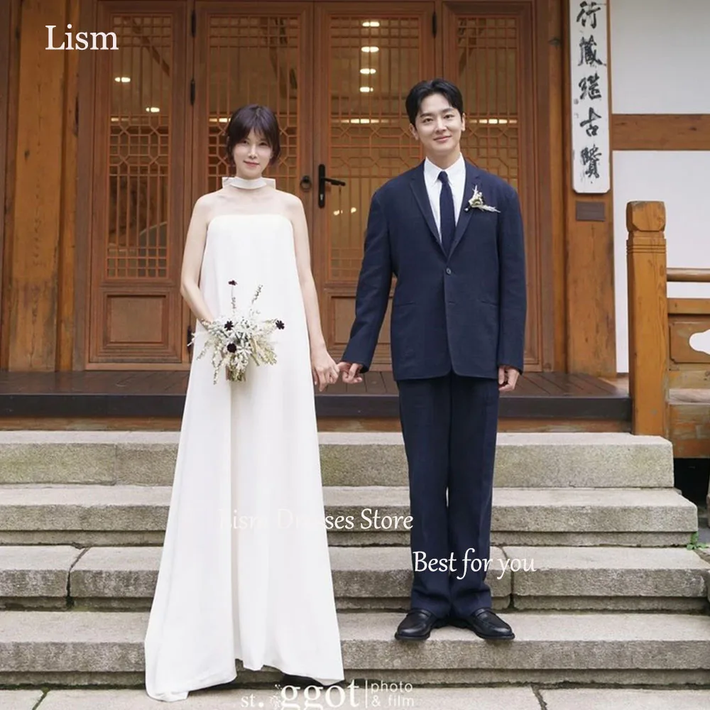 

LISM Simple Elegant Wedding Dresses Korean Women Photoshoot 2025 A-line Floor Length Sleeveless Bride Gown Custom Made