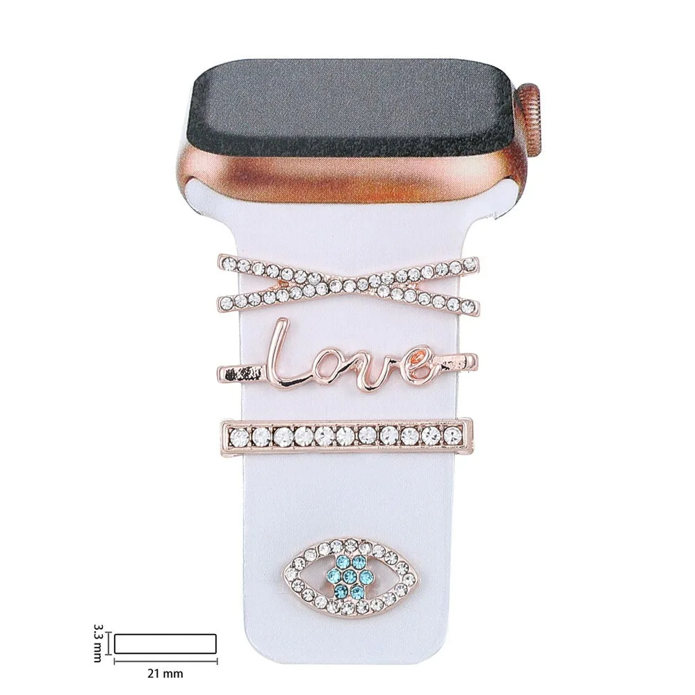 

Metal Rhinestone Watchband Ring Brooch Cute Watch Strap Ornament Ring Loops Watch Band Decoration for Apple/Huawei/Samsung Watch