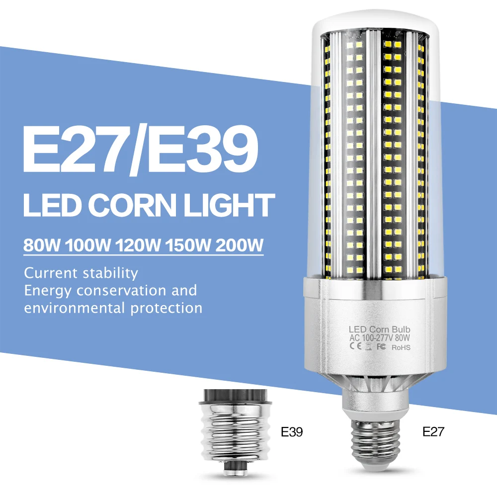 E27 Led Corn Lamp 220V Bulb E39 Spotlight 110V Light Led 80W 100W 120W 150W 200W Bombilla LED Chandelier 5736 High Power Ampoule