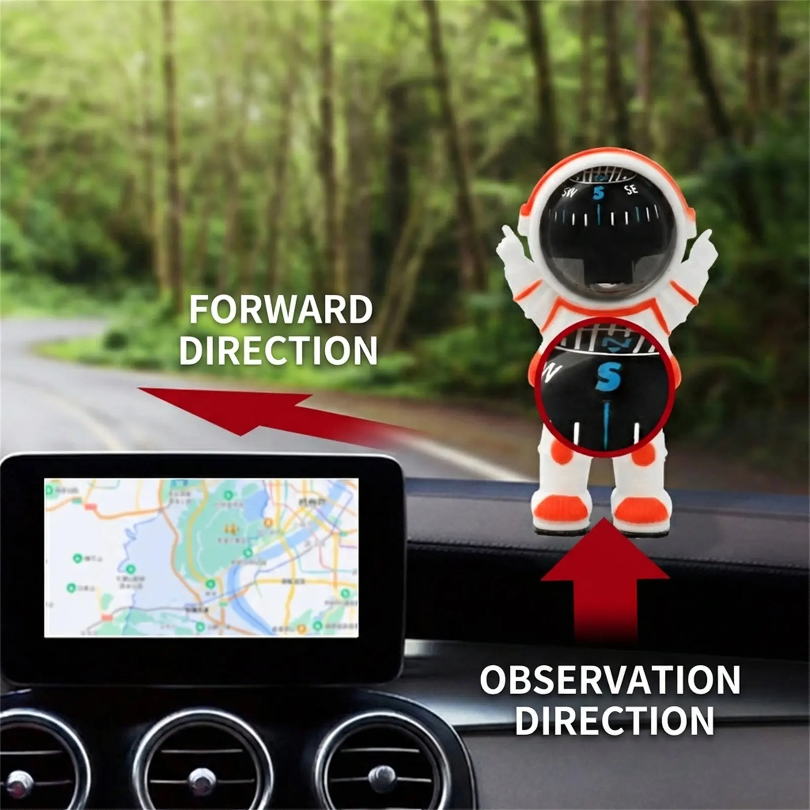 High-Precision Car Compass-Ball Astronaut Car Ornaments Home Desktop Decorations Outdoor ToolFor Camping Hiking Compasses