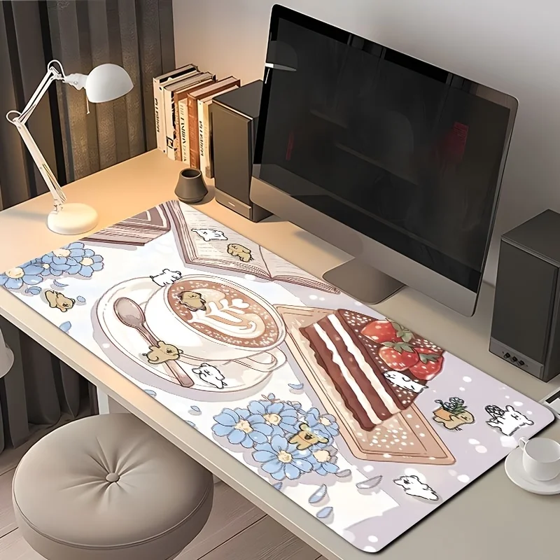 

Coffee and Cake Design Mouse Pad Large Rubber Base Anti-slip Desk Accessories Mousepad for Offices&Gamer Keyboard Mats Decor Mat