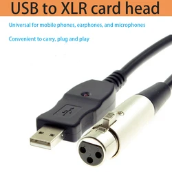 Computer USB To XLR XLR XLR headset Microphone Cable USB Microphone Cable 3-Meter Earpiece To XLR Headset For Recording