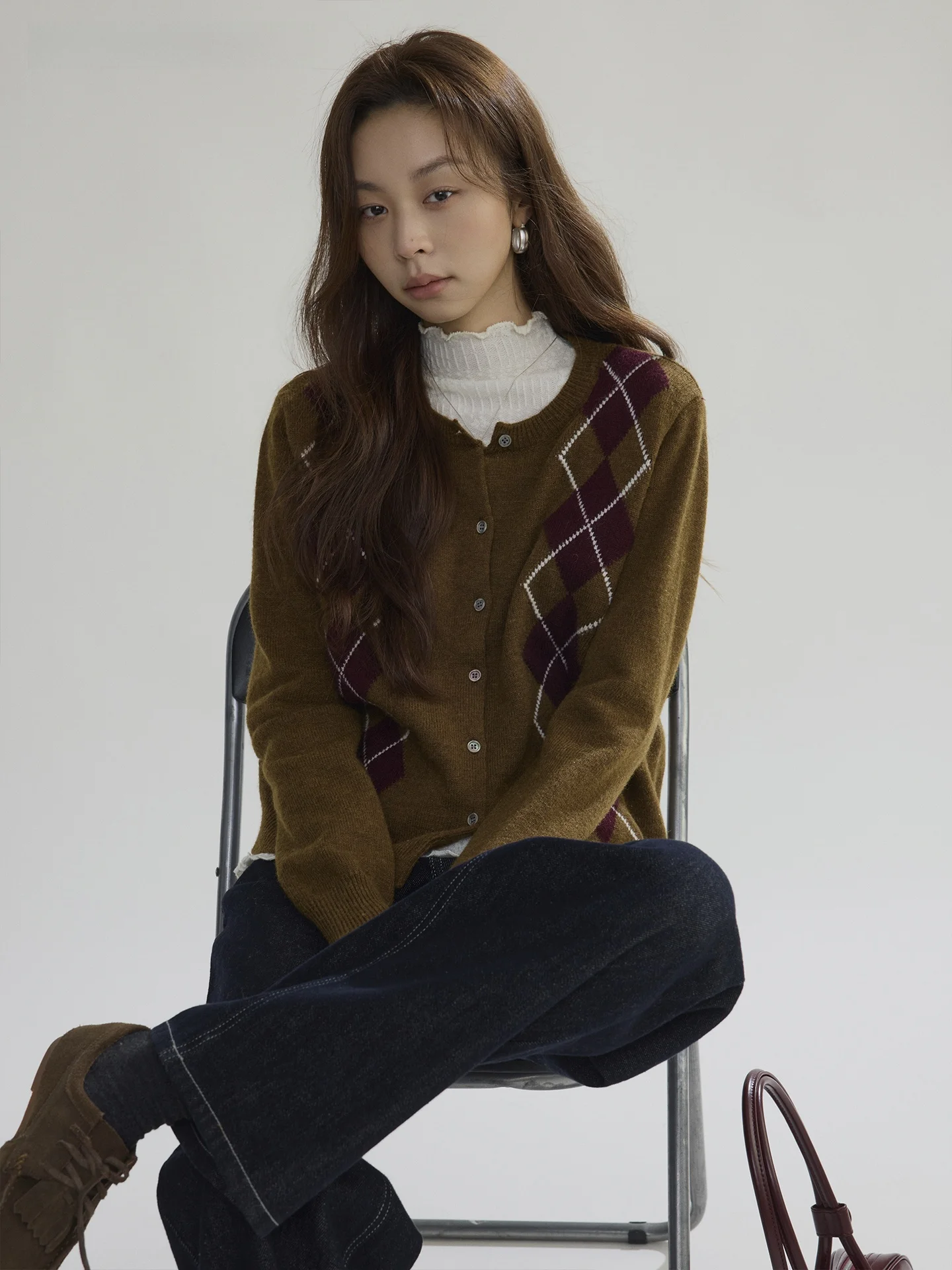

Joli Choose Vintage Color Block Knitted Open Cardigan Women's Spring New Loose Casual Sweater Nylon Wool Blend Long Sleeve ro...