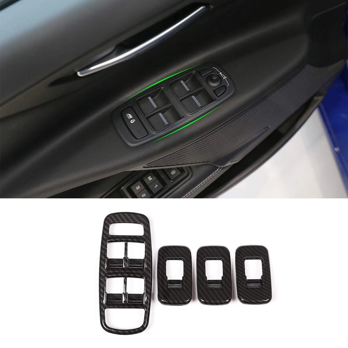 Carbon Fiber Car Door Window Lift Switch Button Panel Cover Trim Frame Car Interior Accessories for Jaguar XE 2016-2019