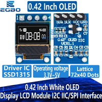 1~5PCS EGBO 0.42 Inch White OLED Display LCD Module 72X40 Serial Screen White Color I2C IIC/SPI Interface SSD1315 For Arduino