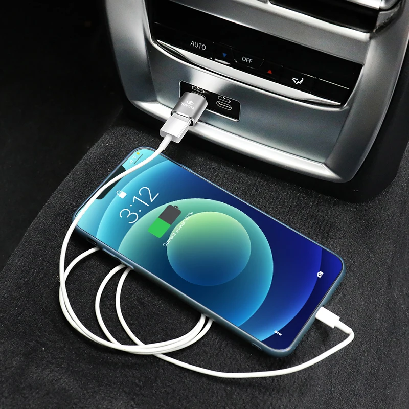 Car Type-C To Usb Adapter Fast Charging Connector For Toyota 86 Mirai Supra Prado Alphard Vellfire Crown Sequoia Venza Avalon