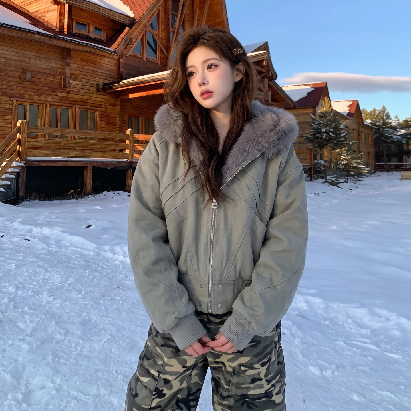 Winter Warm Fuax Fur Jacket Women Y2K Fashion Streetwear Loose Casual Plush Coats American All Match Hooded Outwear New