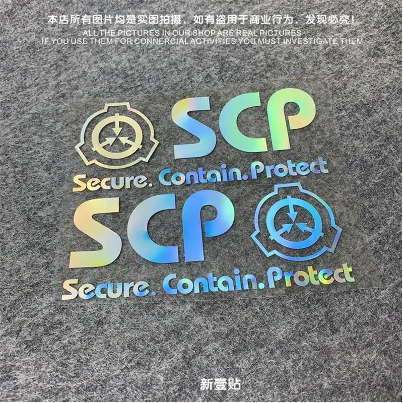 SCP Secure Contain Protect Car Stickers DIY Decal for Motorcycle Helmet Window Bumper Laptop Auto Exterior Decor Accessories