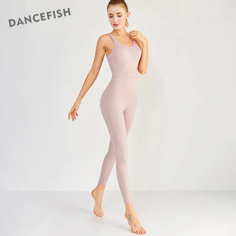 

DANCEFISH Sport Outfit For Woman Fitness Class Suit Beautiful Back Sportwear Dancewear Aerial Yoga Jumpsuits