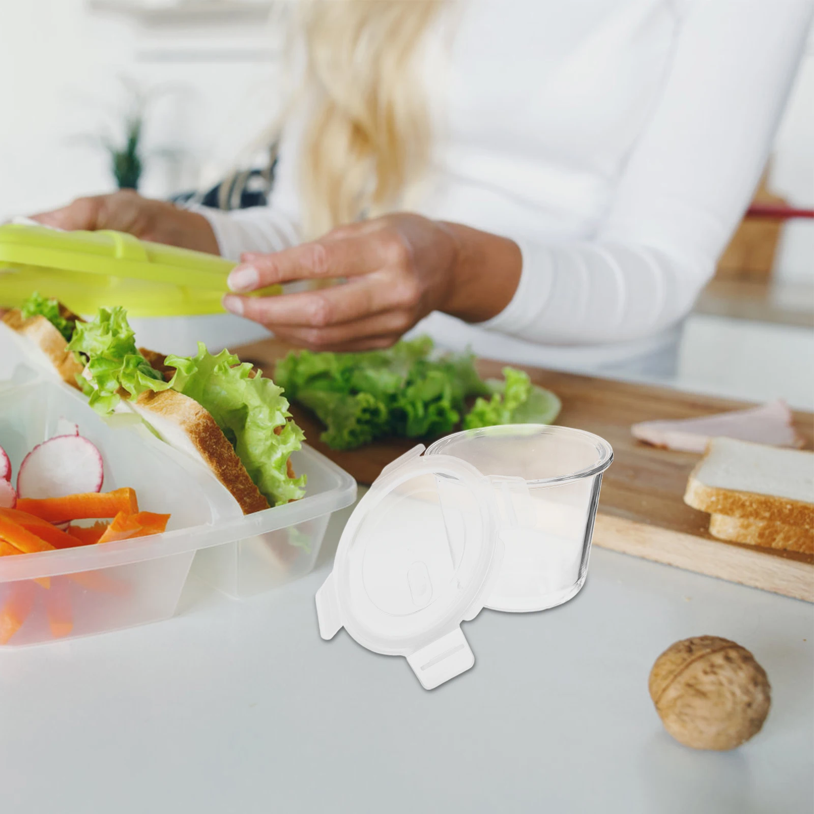 

Glass Food Storage Container Soup Holder Airtight Lid Smooth Surface Easy Prep Container Fruit Bowl with Lid