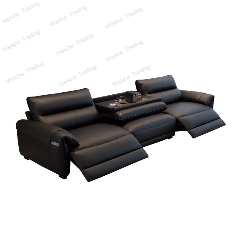 Italian light luxury recliner leather multifunctional sofa living room cinema first-class space electric cabin