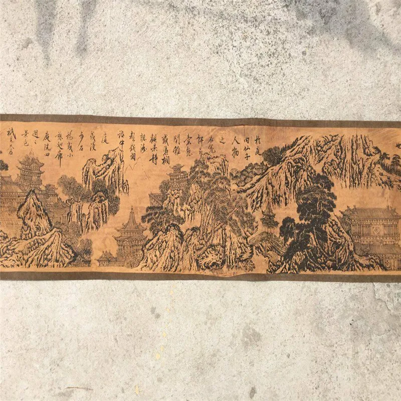 China Ancient Picture Paper Figure Painting Long Scroll Painting Penglai Wonderland