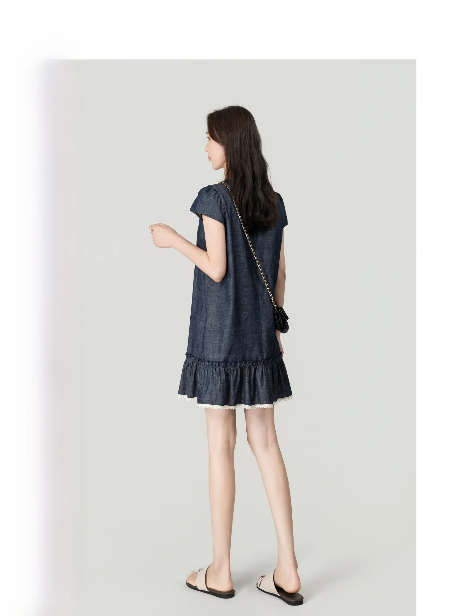 

Wavy Egg Summer Elegant Fashionable Women's Dress Denim Short Skirt High-End Luxury A-Line Skirt Casual Outdoor Wear