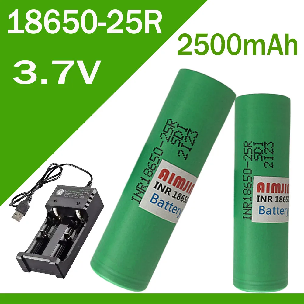 

18650 25R 3.7V 2500mAh Rechargeable Battery With USB Charger, Suitable For Our 18650 Toys, Tools, Flashlight Batteries, Etc