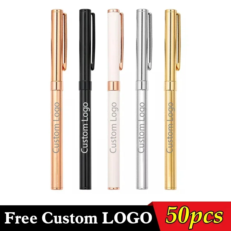 50 pcs Metal Ballpoint Pen Hotel Advertising Pen Student Writing Pens Custom Logo Lettering Engraved Name Wholesale Custom Pen