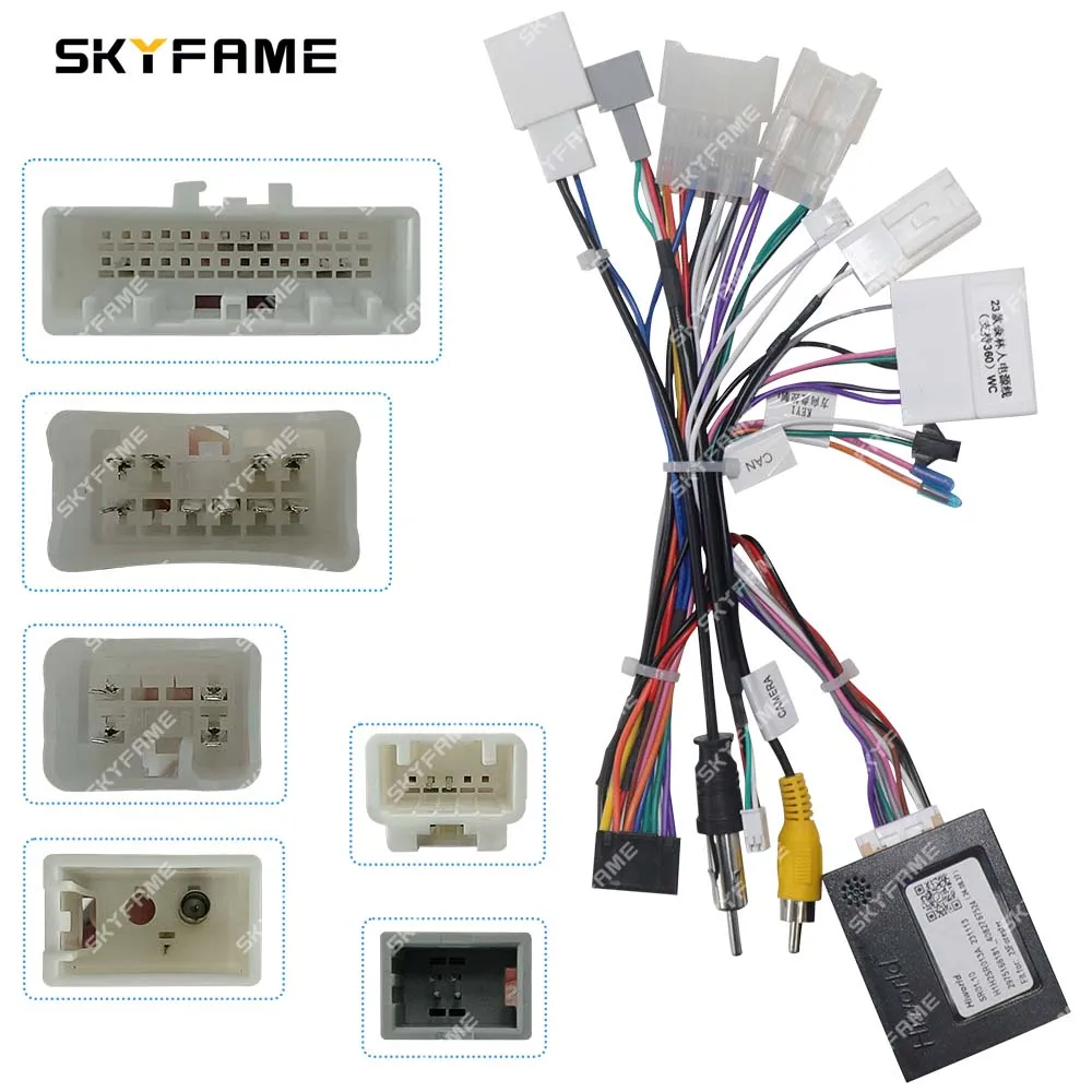 SKYFAME Car 16pin Wiring Harness Adapter Canbus Box Decoder Android Radio Power Cable For Subaru Forester XV Levorg SR01.10