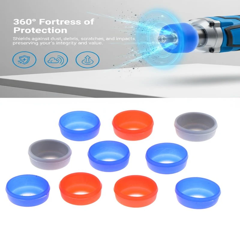 

10 шт. силиконовых защитных колпачков для шестигранных насадок ударных гайковертов 1/4 дюйма, предотвращающих износ и повреждения, запчасти для ручных инструментов, аксессуары для электроинструментов