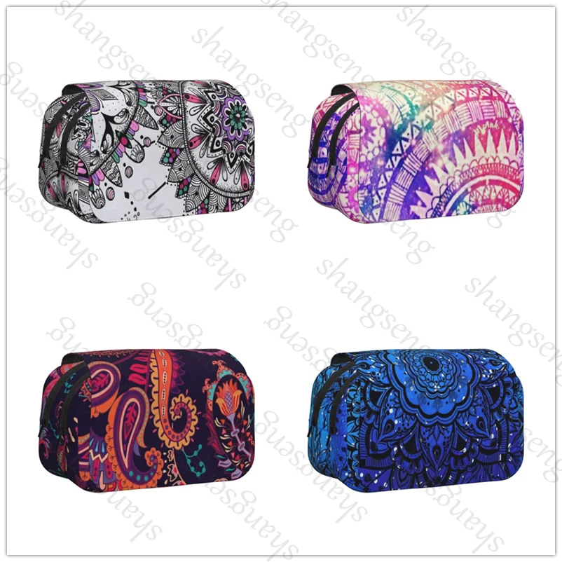 

Fantasy Rainbow Doodle Double Layer Flip Pencil Bag School Supplies Children's Pencil Box Storage Cosmetic Bag Gift
