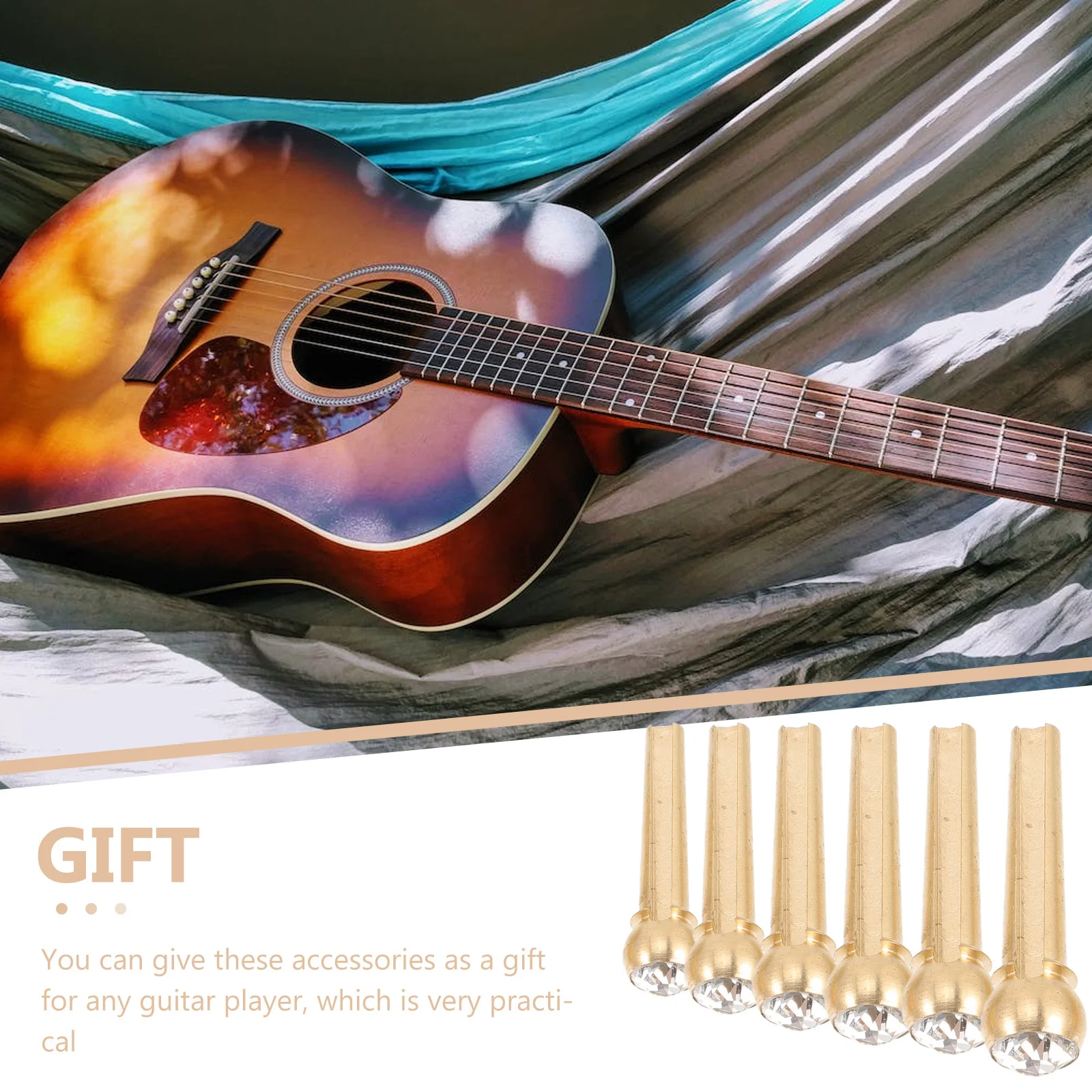 

6 Pcs Fixing Nails Guitar String Pegs Fork Bridge Pin Copper Tuning Screw Pure Fixed