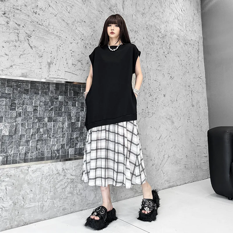 Tannt femmes robe Patchwork asymétrie mode t-shirt robes irrégulière couleur correspondant décontracté été robes amples 2025 nouveau