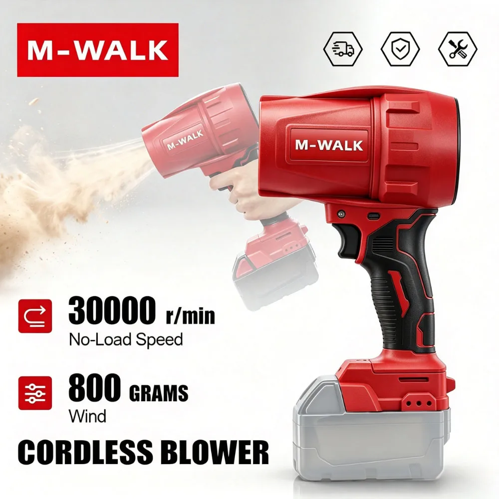 M-WALK 200M/S Cordless Electric Air Blower Turbo Jet Fan Handheld Car Dust Blowing Tool For Milwaukee 18V Battery Pins