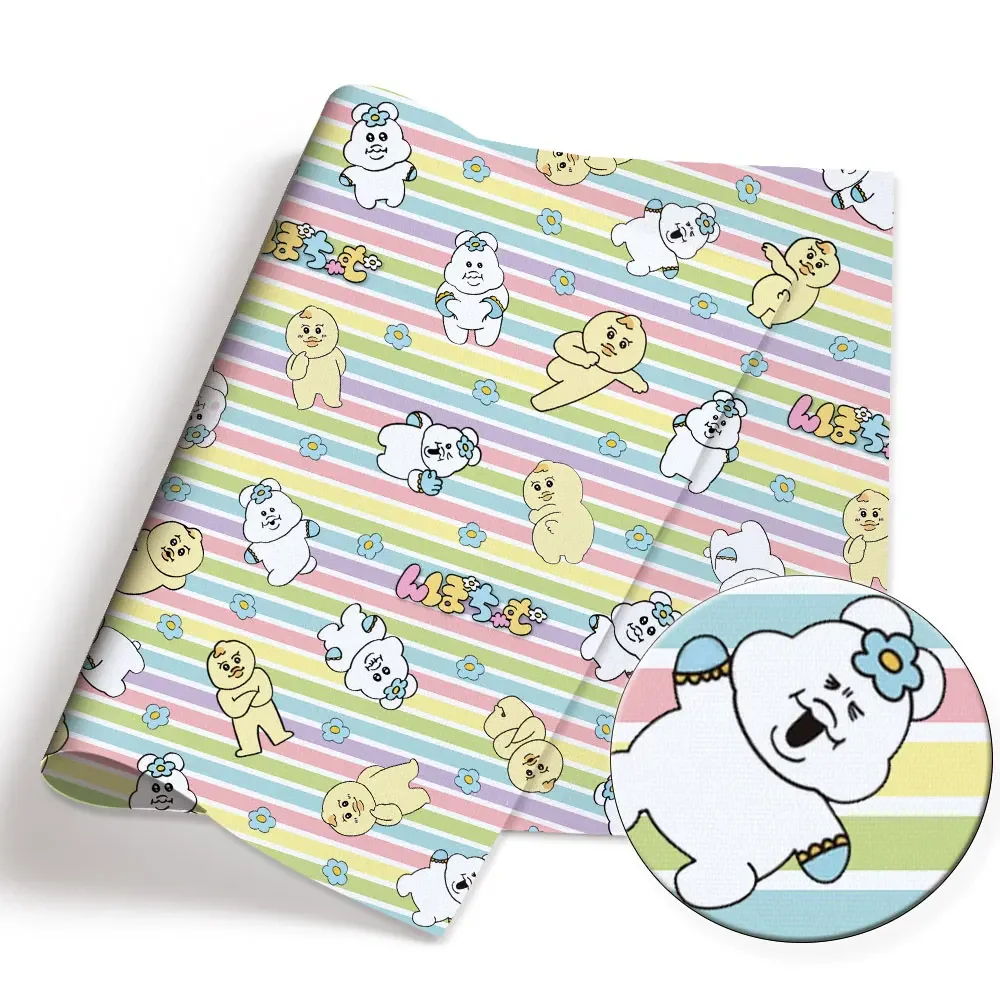 Tissu imprimé dessin animé en coton polyester pour enfants, patchwork de couture fait main, courtepointe, robe de bébé, feuille de maison, 140x50cm