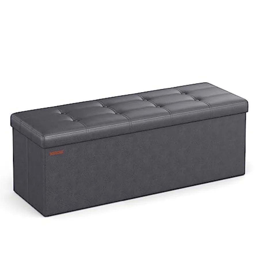 

Mazie Collection - 43 Inches Folding Storage Ottoman Bench Ottoman with Storage Foot Rest Stool Load 660 lb for Living Room Syn