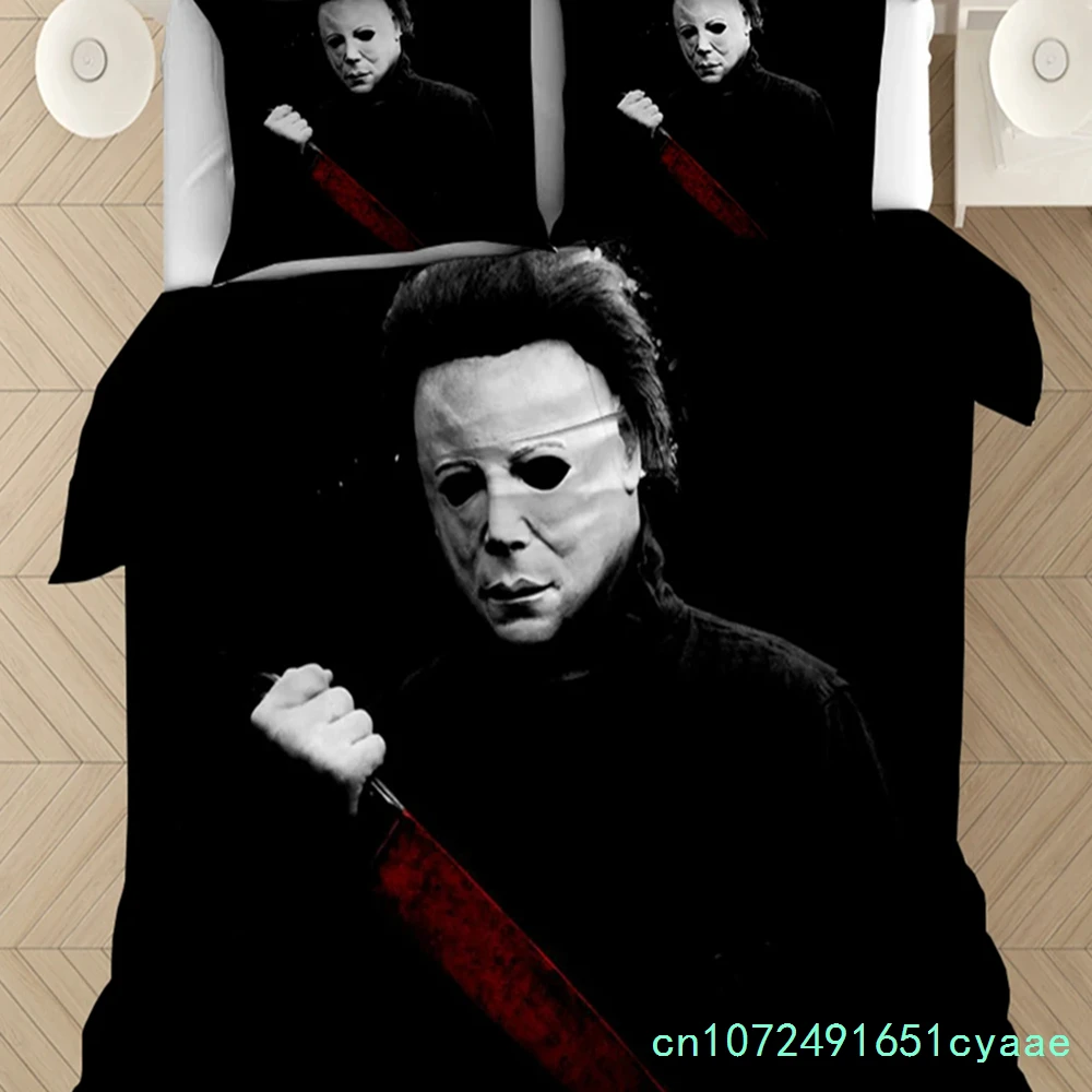 3D Print Horror Michael Myers Halloween Bedding Set Boys Girls Twin Queen Size Duvet Cover Pillowcase Bed Kids Adult