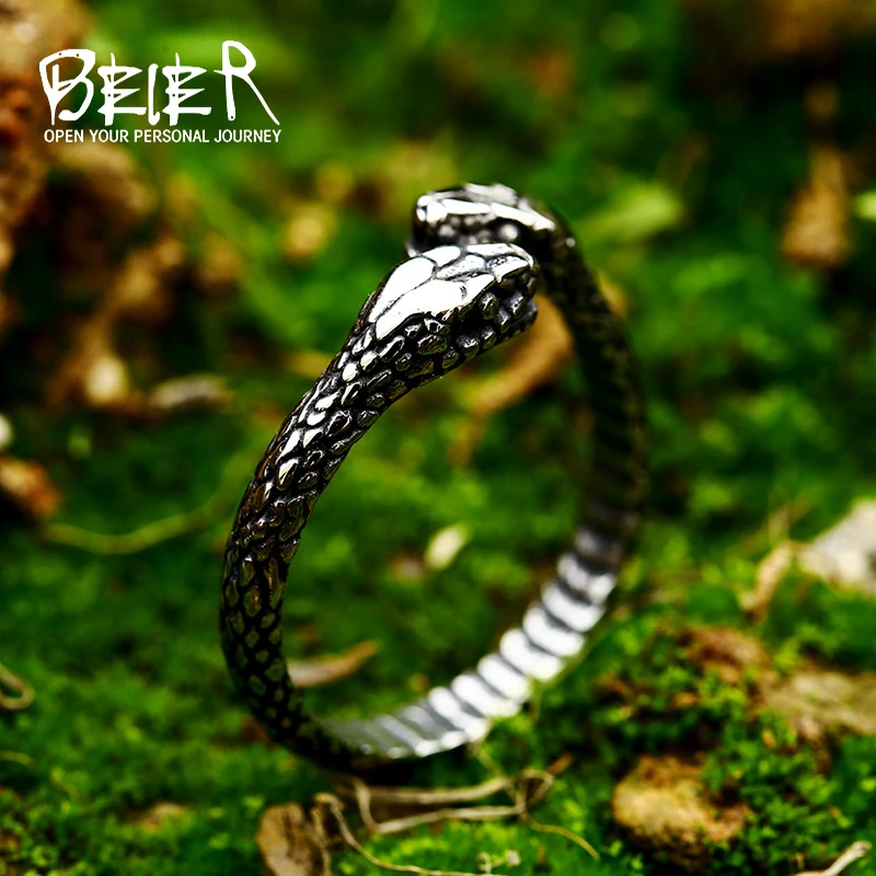 Beier 2022 New Creative Designs Retro Punk Snake Men\'s Ring Exaggerated Antique Fashion Personality Stereoscopic Animal ​Rings