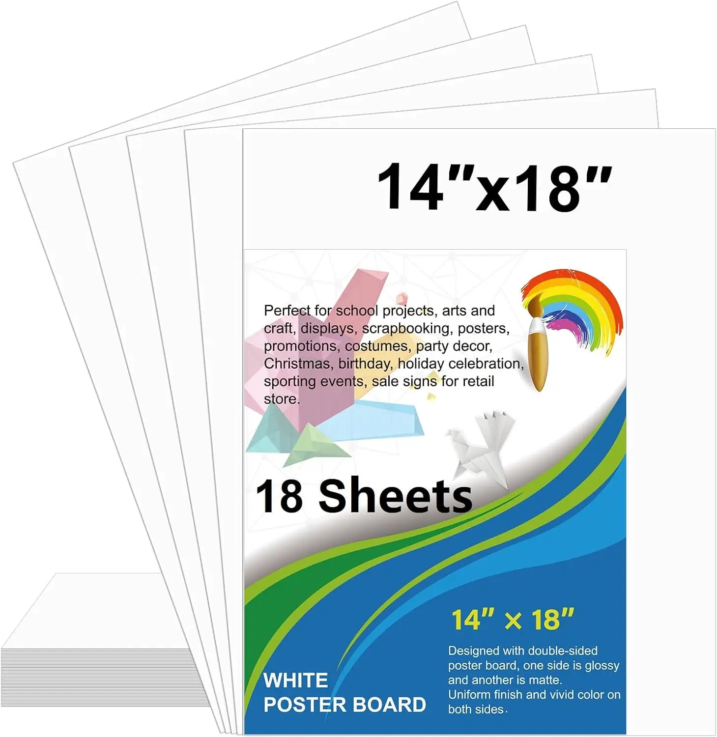 

18 Pack 14x18 White Poster Boards for Classroom Projects Presentations Drawing Scrapbooking