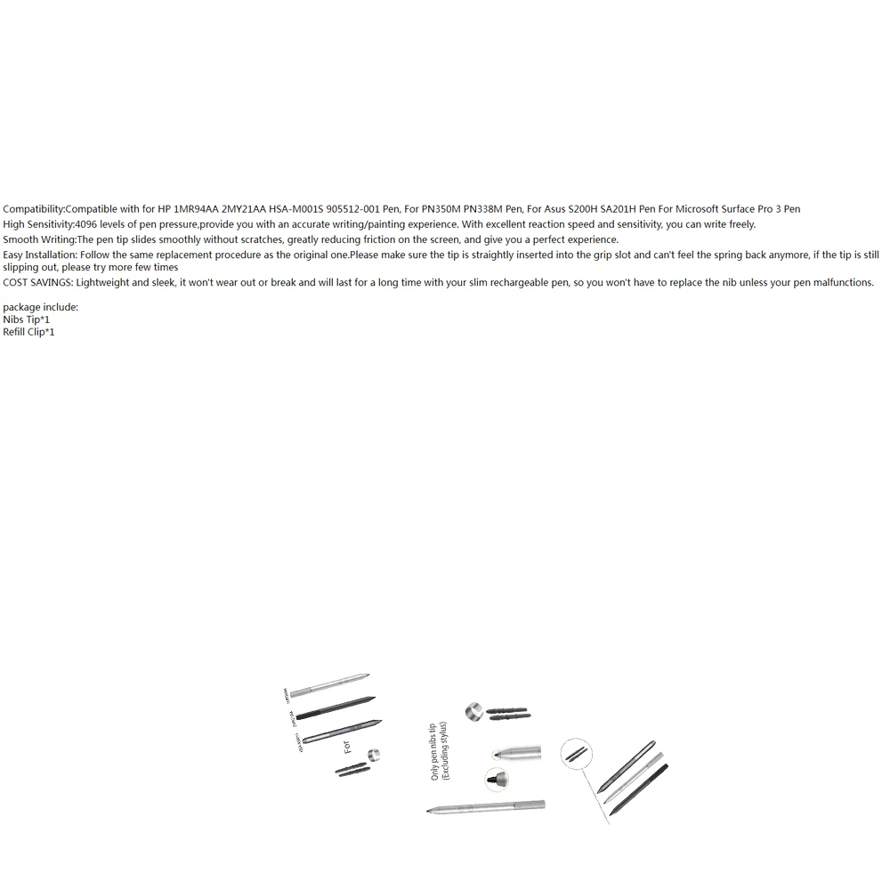 

Replacement Nibs Tip for HP 1MR94AA 2MY21AA HSA-M001S 905512-001 Pen, for PN350M PN338M, for SA200H SA201H Pen